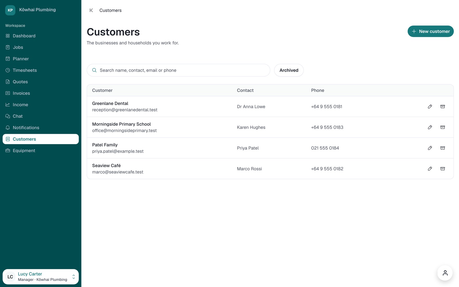 The customers list.