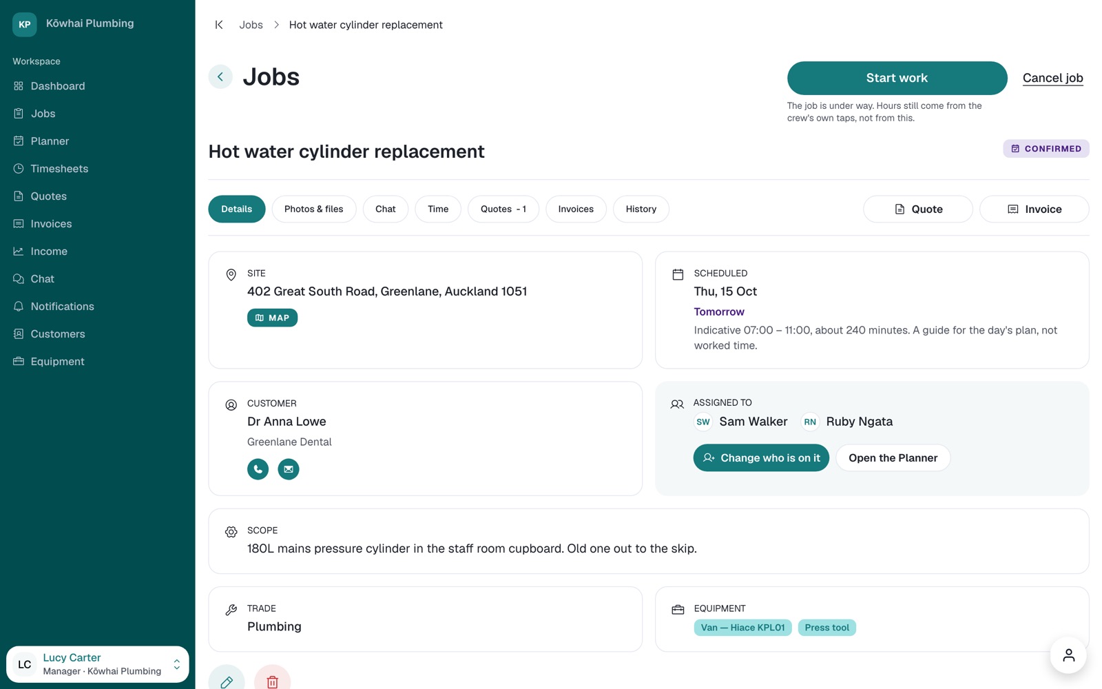 A job page in the IMD web app, with the round Pinpoint button in the bottom-right corner.
