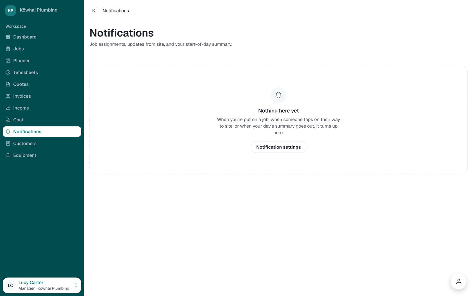 The notifications list.
